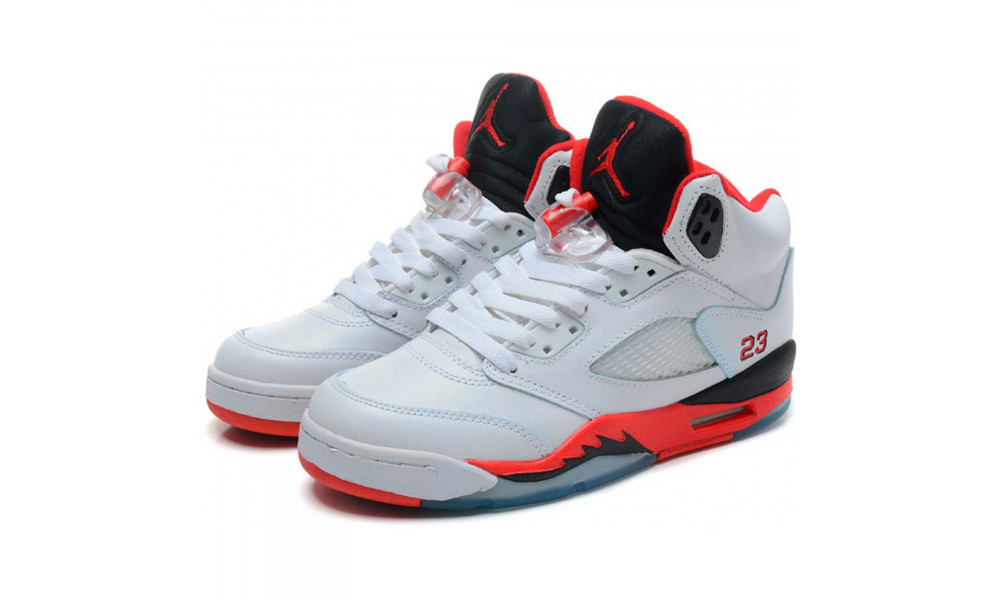 Nike air jordan 5 shop retro og white/fire red-blacka